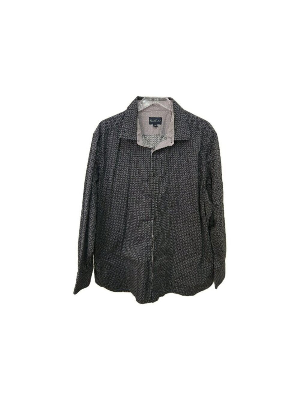 Robert Graham Shirt Mens 17.5 XL Gray Geometric Long Sleeve Flip Cuff Classic